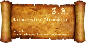Balassovich Mirandola névjegykártya